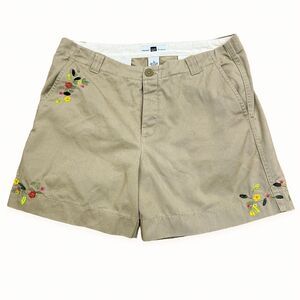Vintage Gap Factory Shorts Women 10 Hidden Button Fly Embroidery Y2K Cottagecore